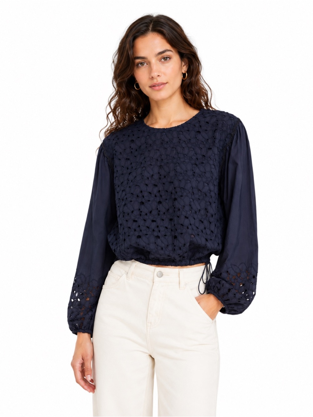 Merlette Linden Eyelet Embroidered Cotton Top M